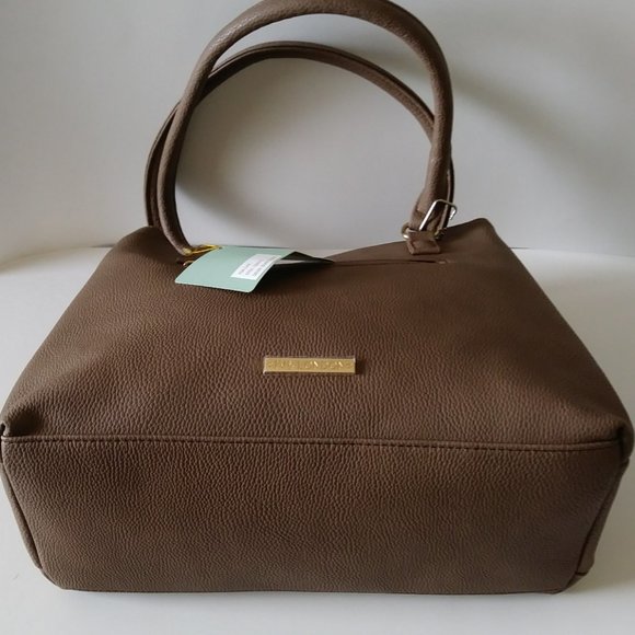 Ivy London Handbags - Ivy London Satchel Bag Dark Taupe Vegan